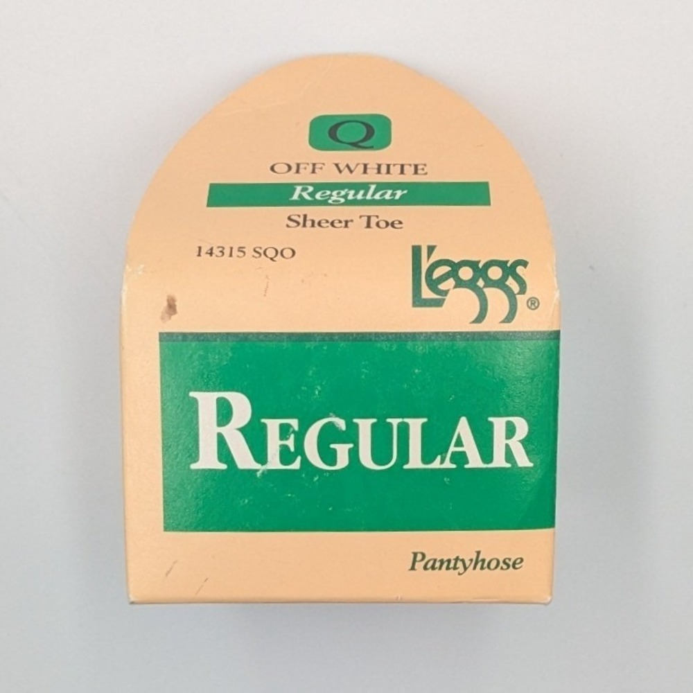 Vintage L'eggs Regular Pantyhose Off White Sheer Toe Size Q Queen 1996 USA 14315